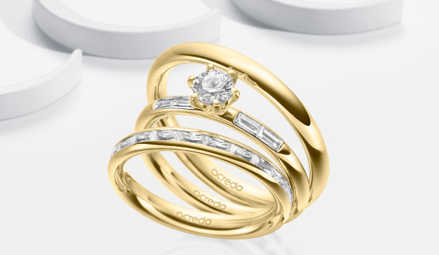 Ring-Triset - Trauringe mit Verlobungsring